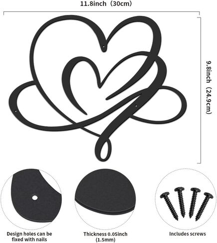 Heart Metal Wall Art,Eternal Love Wall Decor For Bedroom,11.8in Love Wall Decor,Bedroom Wall Decor Above Bed,Above Bed Wall Decor,Home Wall Decor,Gift For Her,Christmas Gifts,Christmas Wall Decor in Saudi Arabia