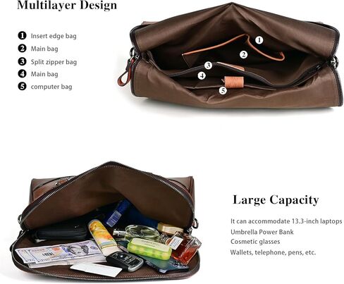 حقيبة يد نسائية من الجلد، حقيبة كروس بمقبض علوي، حقيبة ساعي بريد نسائية بسعة كبيرة in Kuwait