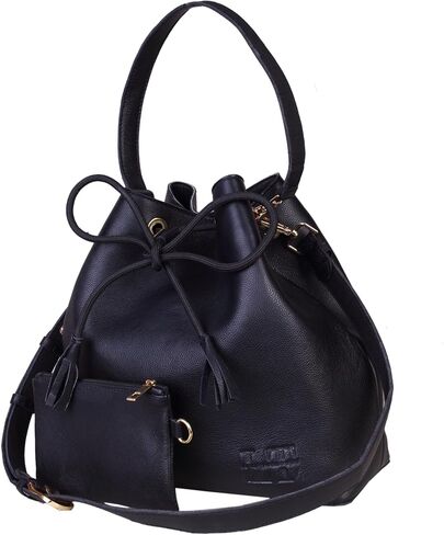 LUXI TREASURE Genuine Leather crossbody purses for women | Black | 12 INCH | Full grain leather | Women Messenger | Ladies Handbag | Shoulder Purse in Saudi Arabia