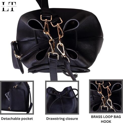 LUXI TREASURE Genuine Leather crossbody purses for women | Black | 12 INCH | Full grain leather | Women Messenger | Ladies Handbag | Shoulder Purse in Saudi Arabia