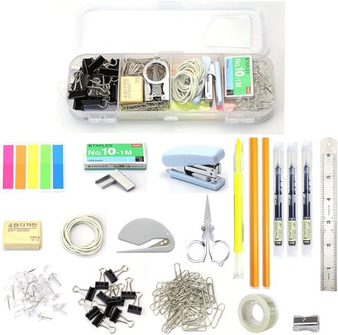 مجموعة لوازم مكتبية محمولة مكونة من 136 قطعة مع منظم مكتب ومجموعة أدوات مكتبية تتضمن أقلامًا ومقصًا ومشابك ورقية وممحاة ومسطرة in Kuwait