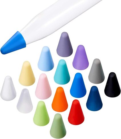 16 Colors Silicone Nibs Tips Cover Compatible with Apple Pencil 1st and 2nd Generation, Silicone Nibs Caps Slim Lightweight Thin Protective Case Noiseless Drawing Fit iPad Pencil (32 Pack) in Saudi Arabia