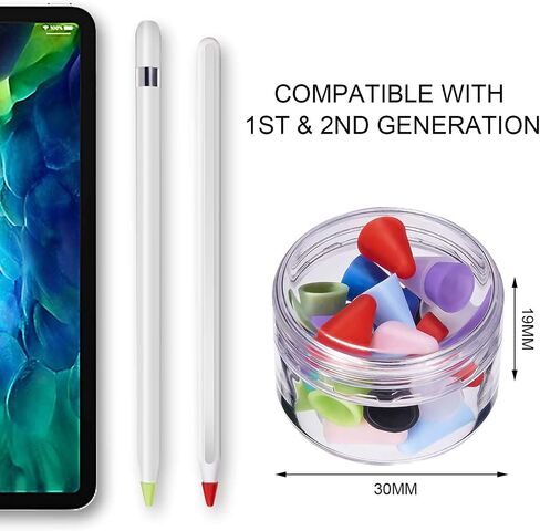 16 Colors Silicone Nibs Tips Cover Compatible with Apple Pencil 1st and 2nd Generation, Silicone Nibs Caps Slim Lightweight Thin Protective Case Noiseless Drawing Fit iPad Pencil (32 Pack) in Saudi Arabia