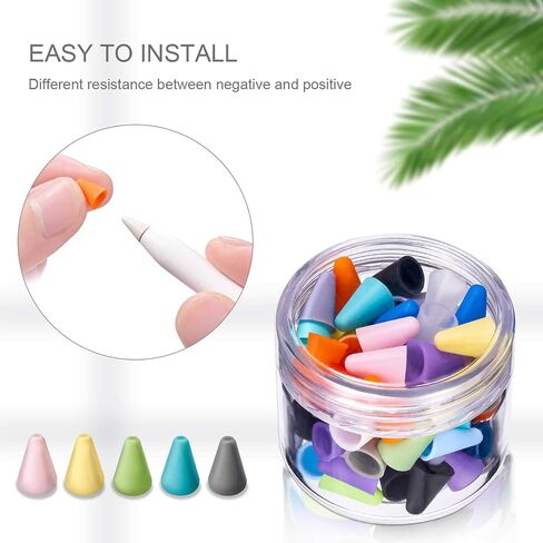 16 Colors Silicone Nibs Tips Cover Compatible with Apple Pencil 1st and 2nd Generation, Silicone Nibs Caps Slim Lightweight Thin Protective Case Noiseless Drawing Fit iPad Pencil (32 Pack) in Saudi Arabia