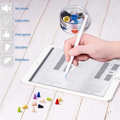 16 Colors Silicone Nibs Tips Cover Compatible with Apple Pencil 1st and 2nd Generation, Silicone Nibs Caps Slim Lightweight Thin Protective Case Noiseless Drawing Fit iPad Pencil (32 Pack) in Saudi Arabia