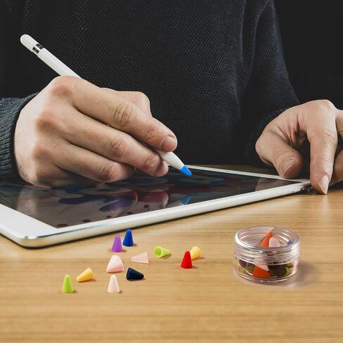 16 Colors Silicone Nibs Tips Cover Compatible with Apple Pencil 1st and 2nd Generation, Silicone Nibs Caps Slim Lightweight Thin Protective Case Noiseless Drawing Fit iPad Pencil (32 Pack) in Saudi Arabia