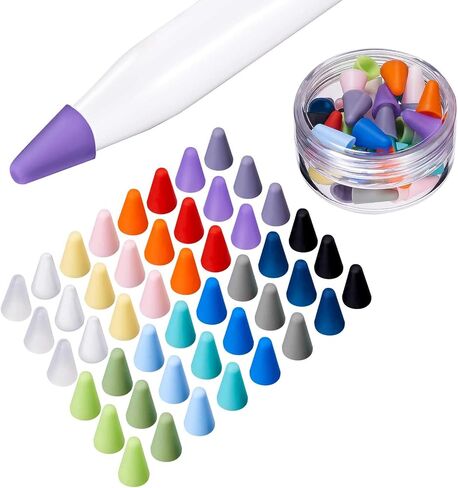 16 Colors Silicone Nibs Tips Cover Compatible with Apple Pencil 1st and 2nd Generation, Silicone Nibs Caps Slim Lightweight Thin Protective Case Noiseless Drawing Fit iPad Pencil (32 Pack) in Saudi Arabia