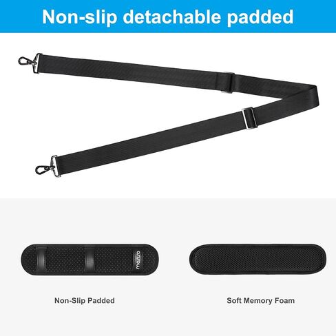 MOSISO 79 inch Shoulder Strap, Breathable Universal Replacement Strap with Non-Slip Padded & Metal Swivel Hooks & Dual Balanced Adjustable Buckles for Laptop Shoulder Bag/Messenger Bag, Black in Saudi Arabia