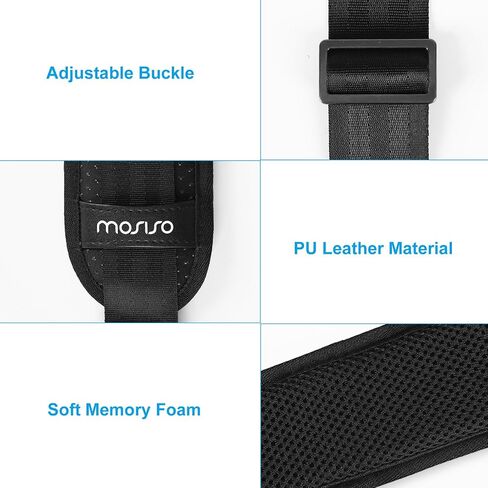MOSISO 79 inch Shoulder Strap, Breathable Universal Replacement Strap with Non-Slip Padded & Metal Swivel Hooks & Dual Balanced Adjustable Buckles for Laptop Shoulder Bag/Messenger Bag, Black in Saudi Arabia