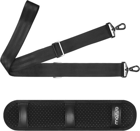 MOSISO 79 inch Shoulder Strap, Breathable Universal Replacement Strap with Non-Slip Padded & Metal Swivel Hooks & Dual Balanced Adjustable Buckles for Laptop Shoulder Bag/Messenger Bag, Black in Saudi Arabia