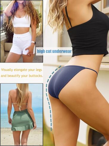 DingLu 5 Pack Women's String Bikini Panties Low Rise Underwear High Cut Stretch Cheeky Panties in Saudi Arabia