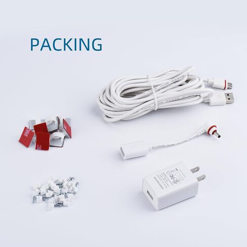 Charger Cable for Ring Camera Battery, Compatible with Ring Stick Up Cam, Ring Spotlight Cam Plus/Pro Battery, Including USB C Plug Adapter to Ring Barrel DC Plug Adapter, 16Ft/5m Power Cord in Saudi Arabia