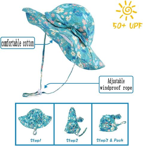 Toddler Kids Baby Girl Breathable Pure Cotton Sun Hat Foldable UV Protection Bowknot Floppy Beach Summer Hats in Saudi Arabia