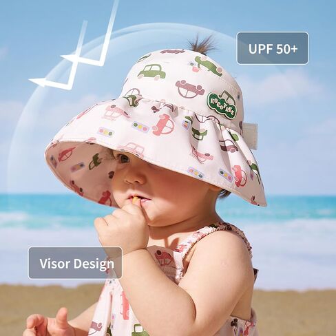 قبعة شمس للأطفال بعامل حماية من الأشعة فوق البنفسجية 50+ للحماية من أشعة الشمس فوق البنفسجية قابلة للطي للأطفال الصغار للأولاد والبنات من عمر 6M-5Y in Kuwait