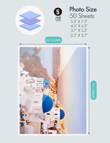 أكياس تغليف حرارية لآلة التغليف، ورقة تغليف سينوبورين، سمك 5 مل، 3.7 × 5.3 بوصة، 50 عبوة، شفافة in Kuwait