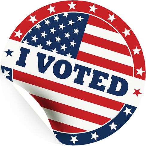 ملصقات I Voted مع العلم الأمريكي، ملصقات ذاتية اللصق مستديرة كبيرة مقاس 2 بوصة باللون الأحمر والأزرق والأبيض، ترويج يوم الانتخابات، 500 ملصق لكل لفة in Saudi Arabia