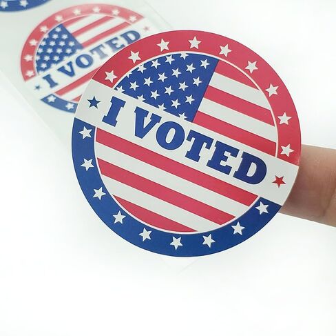 ملصقات I Voted مع العلم الأمريكي، ملصقات ذاتية اللصق مستديرة كبيرة مقاس 2 بوصة باللون الأحمر والأزرق والأبيض، ترويج يوم الانتخابات، 500 ملصق لكل لفة in Saudi Arabia