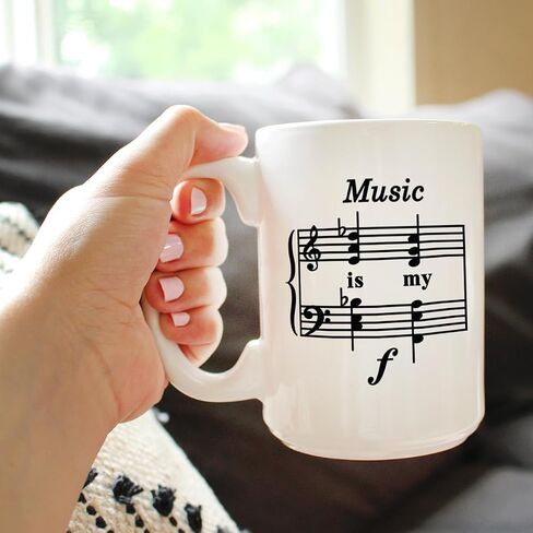 Bevvee Music Is My Forte Ceramic Coffee Mug for Musicians - 11 oz in Saudi Arabia