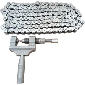 530 Motorcycle Standard Roller Chain 120Links + Chain Breaker for 50cc-125cc Dirt Pit Bike ATV Quad Go Kart Scooter