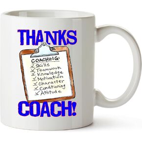 Sports Mug Thanks Coach Clipboard Mug (11 oz) Awesome Mug Gift for Baseball, Soccer, Softball, Basketball, Volleyball, Tennis Coach Appreciation Gift - They'll Love 'Em!