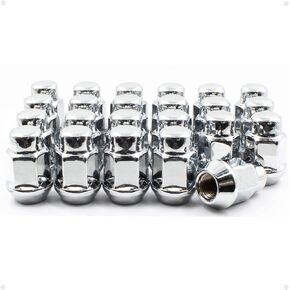 Wheel Accessories Parts 23 Pc 14mm 1.50 14x1.50 Thread Bulge Acorn 35mm 1.38" Long Lug Nut Black Chrome 21mm 13/16" Fits Jeep Gladiator | 2011+ Grand Cherokee | 2018+ Wrangler
