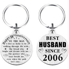 TANWIH 18th Wedding Anniversary Keychain Gifts, 18 Year Anniversary Decoration