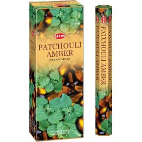 Patchouli Amber - Box of Six 20 Stick Hex Tubes - HEM Incense Hand Rolled In India
