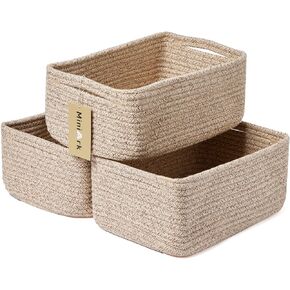 Shelf Storage Baskets for Organizing | Closet Organizer Bins | Small Toy Basket | Woven Rope Baskets | Cube Decorative Box | Shallow Basket | 11.5x7.5x4.7" | 3 Packs Rainbow