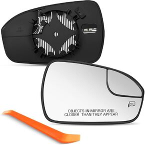 Driver Side Mirror Replacement for Ford Fusion 2013 2014 2015 2016 2017 2018 2019 2020, Left Side Exterior Mirror Glass, Heated, Chrome Convex Mirror with Backing Plate DS7Z17K707F