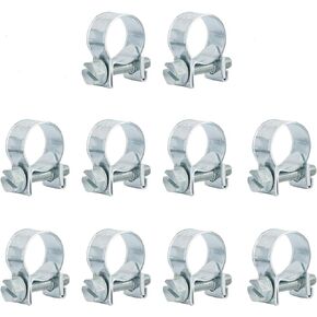 10 PCS Efficient and Durable Zinc-Plated Mini Hose Clamps, 6-8mm Size, Suitable for Fuel Injection Systems, Hydraulic Lines, and More