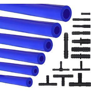 1/8" 5/32" 3/16" 1/4" 5/16" 3/8" High Performance Automotive Silicone Vacuum Tubing Hose line Kit 6PCS 5FT with 126PCS 13 Sizes Nylon Vacuum Connectors (BLACK)