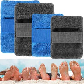 4PCS Sand Removal Bag for Beach, Sand Remover Beach Essensials for Family, Skin-Friendly Sand Wipe Off Mitts Beach Accessories Must Haves for Beach Vacation Travel Trip