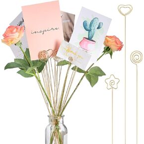 Sunnyray 30 Pieces Metal Wire Floral Picks Wire Place Card Holder Stand 13 Inch Table Name Number Picture Holder Clips Menu Note Memo Holder for Wedding Birthday Baby Shower Party Favor