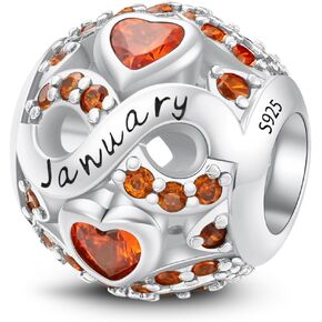 MICOO 925 Sterling Silver Birthstone Charm Birthday Gifts Jan-Dec Charms For Bracelet，Bead Charms For Bracelets and Necklaces,Gifts For Women.