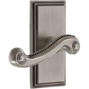 Grandeur Hardware Carre' Tall Plate Double Dummy with Newport Lever in Antique Pewter in Saudi Arabia