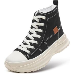 ZGR Womens Platform High Top Sneakers,White Canvas Sneakers for Women,Platform Tennis Shoes