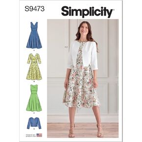 Simplicity Misses' Jacket and Dress Sewing Pattern Kit, Code S9473, Sizes 6-8-10-12-14, Multicolor