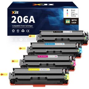 خراطيش حبر متوافقة مع XJI 206A (مع رقاقة) لحبر HP 206 A X 206X (4 عبوات)، لطابعة Laserjet Pro MFP M255 M255dw M282 M282nw M283 M283cdw M283fdw الملونة in Kuwait