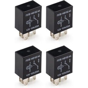 F57B14B192AA Automotive Relay Replace RY612 RY612T RLY27, 10A/20A 12VDC 5 Pins, Pack of 4, Compatible with Select Ford Toyota Cadillac Vehicles