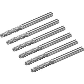uxcell Tungsten Carbide Rotary Files 1/8" Shank, Double Cut Cylindrical Radius End Rotary Burrs Tool 3mm Dia, for Die Grinder Drill Bit Wood Soft Metal Carving Polishing, 6pcs