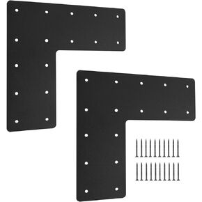 L Post Bracket,13.2"x 13.2" Heavy Duty Mending Plate with Powder Coated Pergola Bracket,Beam Bracket,Truss Bracket,Post to Beam Connectors,L Shape Plate for Wood 6x6 Lumber…