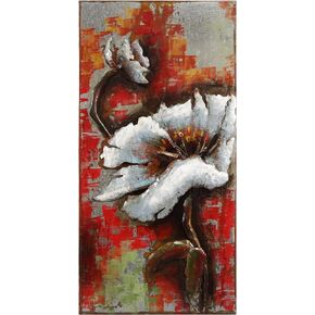 Empire Art Direct "Red Poppy Detail" Mixed Media Hand Painted Iron Wall Sculpture by Primo