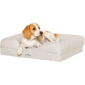 PetFusion Ultimate Dog Bed, Orthopedic Memory Foam, Multiple Sizes/Colors, Medium Firmness Pillow, Waterproof Liner, YKK Zippers, Breathable 35% Cotton Cover,1yr. Warranty, Small (25x20"), Sandstone