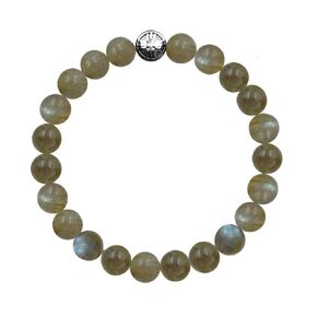 8mm Spiritual Beads Labradorite Bracelet for Men - Natural Stone and Trident Symbol Beaded Bracelet - Strength and Perseverance - Made in USA - Meaningful for Men