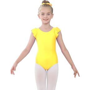 speerise Girls Short Sleeve Leotard with Ruffle for Ballet Dance