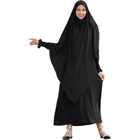 IWEMEK Islamic Prayer Dress for Women Muslim One Piece Abaya Dress for Women Dubai Muslim Dress