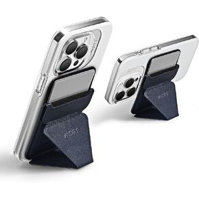 MOFT MagSafe Wallet for iPhone 15/14/13/12 Series, Strong Magnetic Phone Card Holder Fit 2 Cards & 3 Viewing Angles & Stain-Resistant Vegan Leather Phone Stand, Oxford Blue