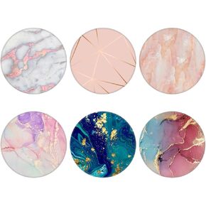 Junddla（6 Pack） Cellphone Stand,Cell Phone Finger Foldable Holder Grip for Smartphones and Tablets - Rose Gold Green White Pink Marble