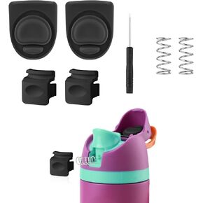 2pcs Stopper Replacement 2pcs Button for Owala FreeSip 19/24/32/40oz, BPA-Free Silicone Plug Gasket Top Lid Bottle Mouth Push Switch Top Cap Seal Accessories, with 2 Spring, Screwdriver
