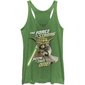 Star Wars Junior's Clone Wars Jedi Strong Tri-Blend Racerback Layering Tank, Envy Green, Small